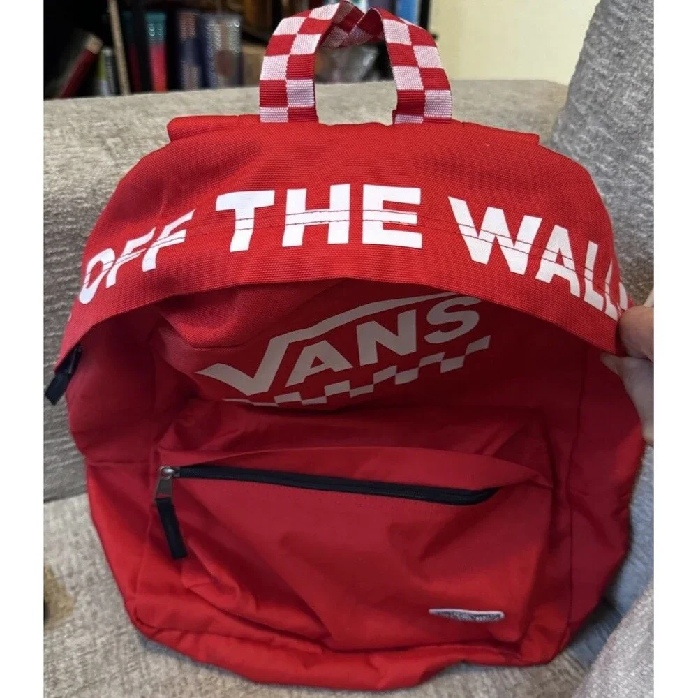 EUC Vans Street Sport Realm Backpack RED W/LG Logo Travel School Skater